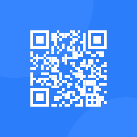 blue QR image with white code